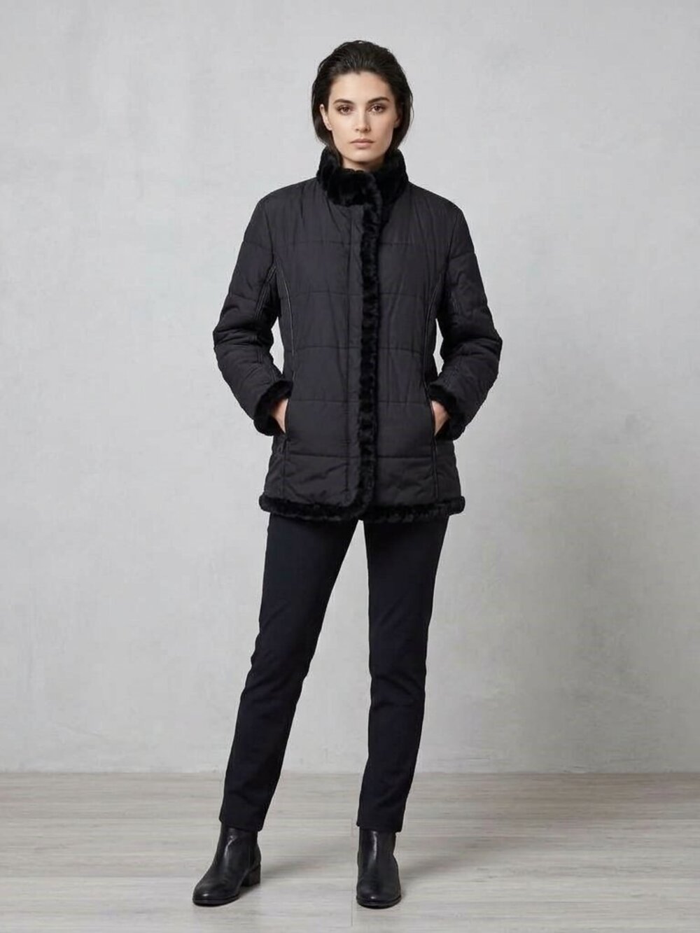 Cute Vintage Womens Sz XL Novelti Adorable Junior Puffer Black Mid Weight Jacket